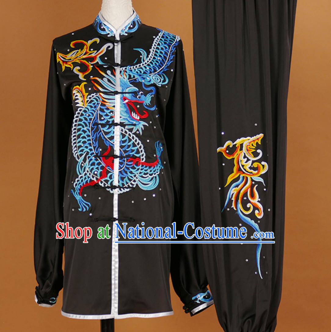 Male Martial Arts Suits Kung Fu Dress Tai Ji Suits Stage Performance Competition Full Set