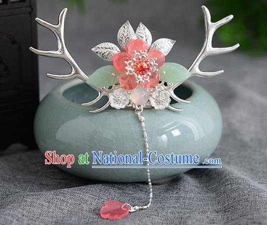 Chinese Ancient Tang Dynasty Palace Princess Antler Hairpins Traditional Hanfu Court Hair Accessories for Women