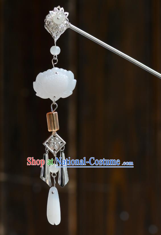 Chinese Ancient Tang Dynasty Palace Princess White Lotus Hairpins Traditional Hanfu Court Hair Accessories for Women