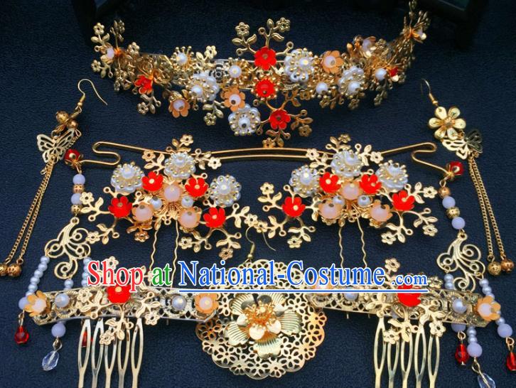 Chinese Ancient Ming Dynasty Princess Hair Combs Hairpins Traditional Hanfu Court Hair Accessories for Women