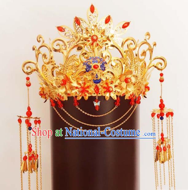 Chinese Ancient Tang Dynasty Phoenix Coronet Hairpins Traditional Hanfu Court Princess Hair Accessories for Women