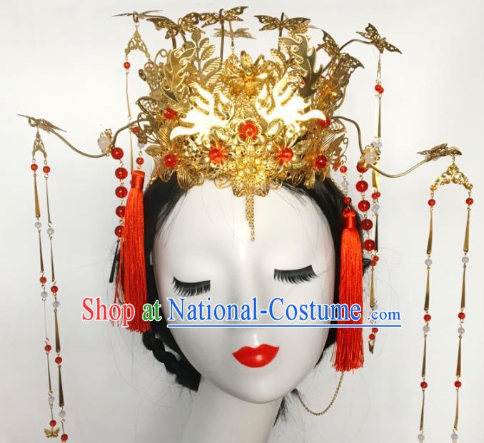 Chinese Ancient Tang Dynasty Phoenix Coronet Hairpins Traditional Hanfu Court Princess Hair Accessories for Women