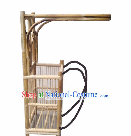 Chinese Traditional Handmade Bamboo Ware Ancient Drama Scholar Bamboo Weaving Pack Basket