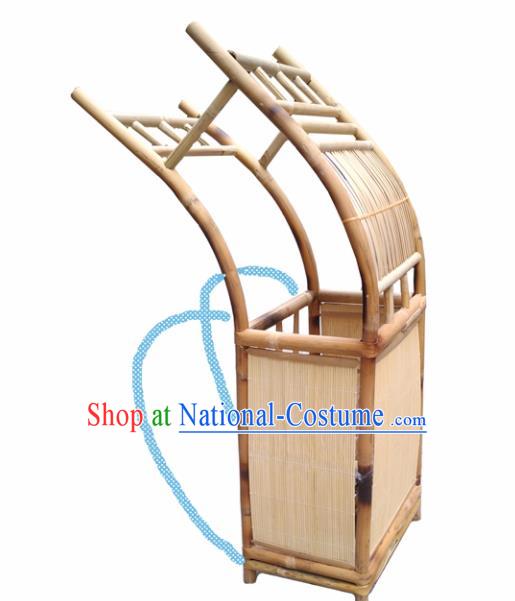 Chinese Traditional Handmade Bamboo Ware Ancient Drama Scholar Bamboo Weaving Pack Basket