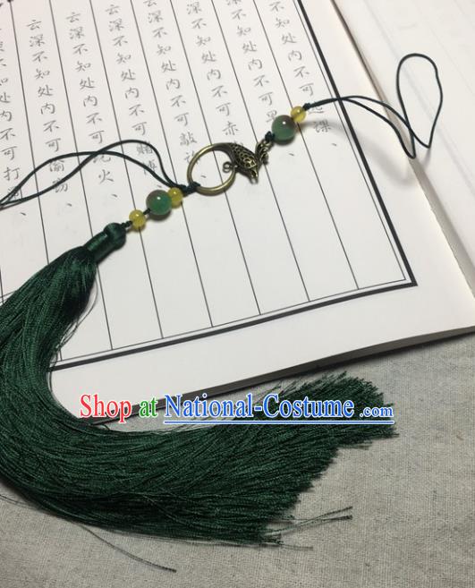 Chinese Traditional Handmade Belt Atrovirens Tassel Pendant Ancient Swordsman Waist Accessories