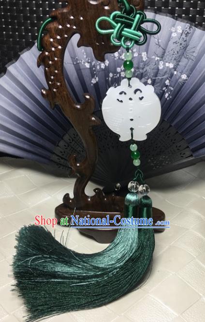 Traditional Chinese Hanfu White Jade Fish Waist Accessories Ancient Swordsman Tassel Pendant