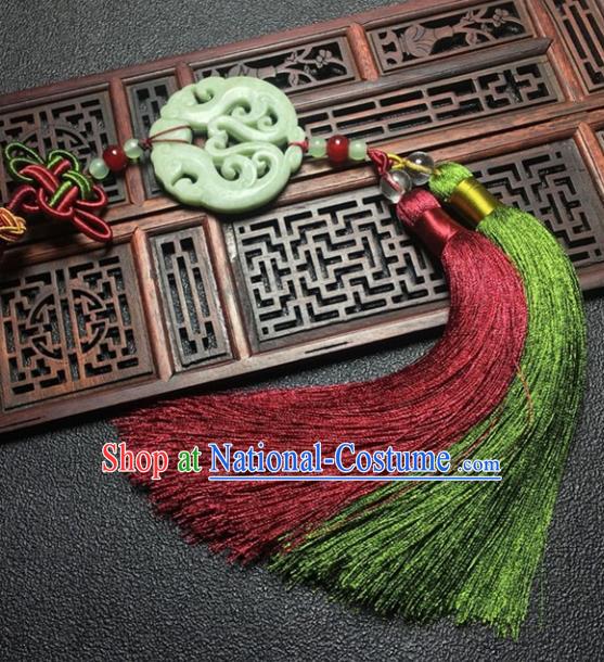 Traditional Chinese Hanfu Jade Carving Phoenix Waist Accessories Tassel Pendant Ancient Swordsman Brooch