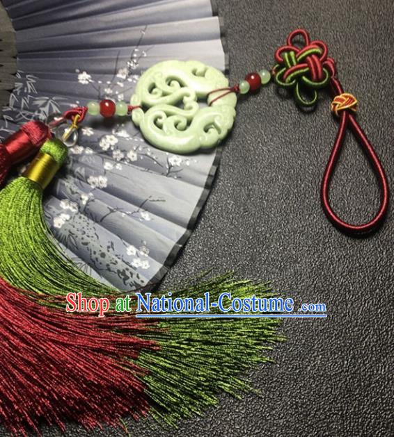 Traditional Chinese Hanfu Jade Carving Phoenix Waist Accessories Tassel Pendant Ancient Swordsman Brooch