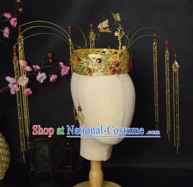 Chinese Ancient Tang Dynasty Queen Phoenix Coronet Hairpins Traditional Hanfu Court Hair Accessories for Women