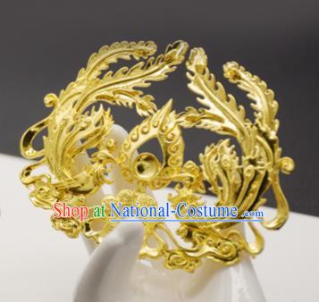 Chinese Ancient Ming Dynasty Queen Golden Phoenix Hairpins Traditional Hanfu Court Hair Accessories for Women