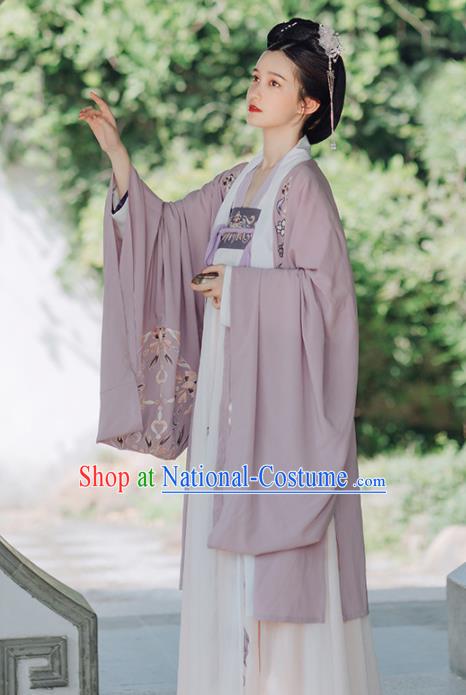 Traditional Chinese Tang Dynasty Imperial Concubine Replica Costumes Ancient Court Princess Purple Hanfu Dress for Women