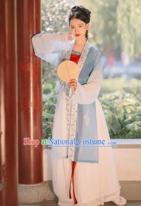 Traditional Chinese Song Dynasty Rich Lady Replica Costumes Ancient Court Princess Green Hanfu Dress for Women