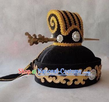 Chinese Traditional Handmade Qin Dynasty Hat Ancient Drama Minister Headwear for Men