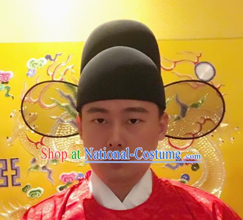 Chinese Traditional Handmade Ming Dynasty Minister Black Hat Ancient Drama Magistrate Headwear for Men