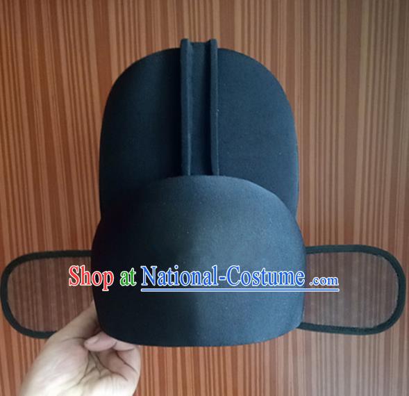 Chinese Traditional Handmade Ming Dynasty Minister Black Hat Ancient Drama Officer Headwear for Men