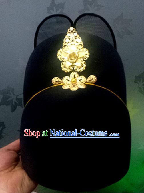 Chinese Traditional Handmade Ming Dynasty Officer Black Hat Ancient Drama Bridegroom Headwear for Men