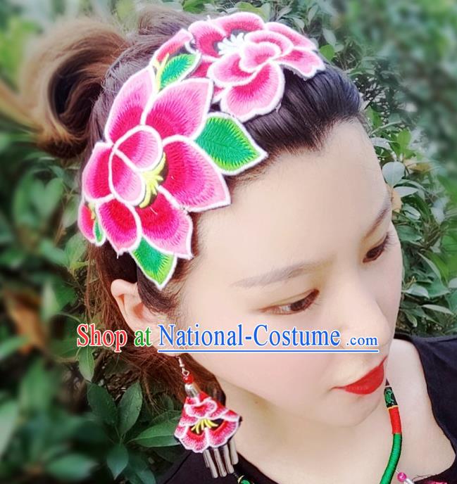 Chinese Traditional Ethnic Embroidered Headband National Handmade Hair Clasp for Women