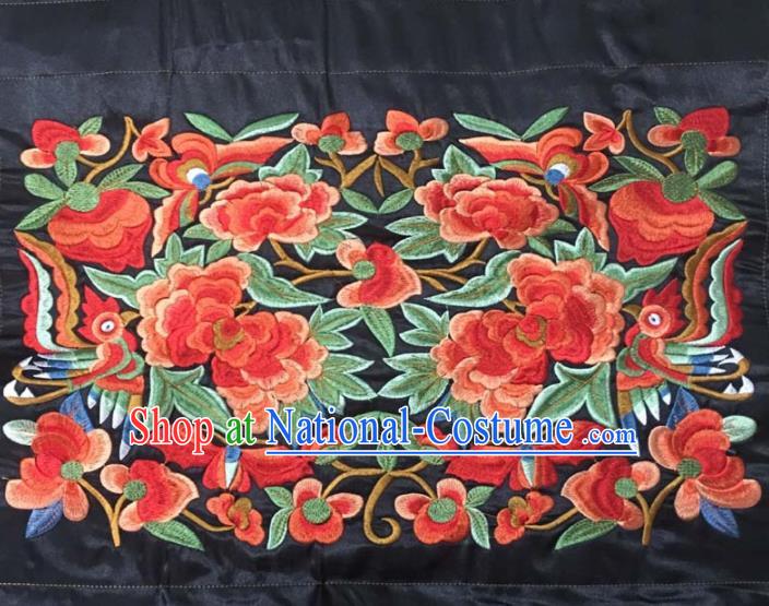 Chinese Traditional Embroidery Cloth Accessories National Embroidered Red Peony Dress Patch