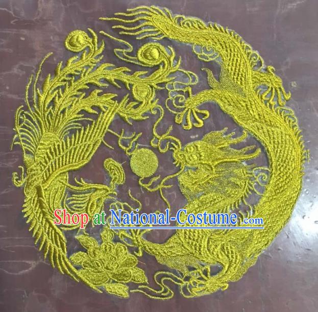 Chinese Traditional Embroidery Cloth Accessories National Embroidered Dragon Phoenix Dress Patch