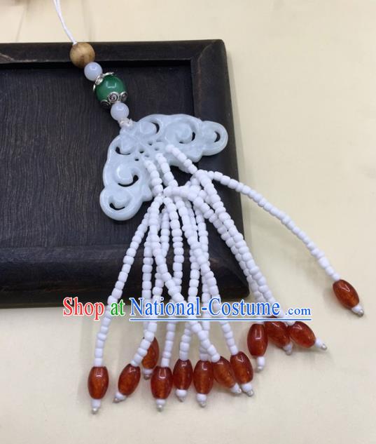 Chinese Traditional Handmade Jade Brooch Tassel Pendant Ancient Princess Waist Accessories