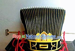 Chinese Traditional Handmade Qin Dynasty Minister Hat Ancient Drama Emperor Headwear for Men