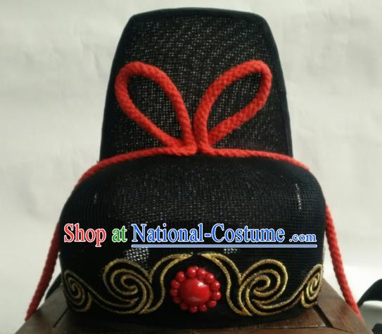 Chinese Traditional Handmade Song Dynasty Imperial Bodyguard Zhan Zhao Hat Ancient Drama Swordsman Headwear for Men