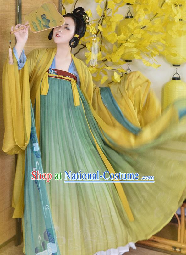 Traditional Chinese Tang Dynasty Imperial Concubine Replica Costumes Ancient Royal Princess Hanfu Dress for Women