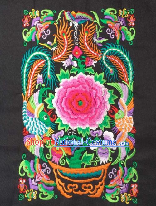 Chinese Traditional Embroidery Cloth Accessories National Embroidered Peony Phoenix Dress Patch