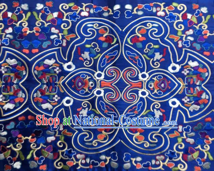 Chinese Traditional National Embroidered Blue Dress Patch Embroidery Cloth Accessories