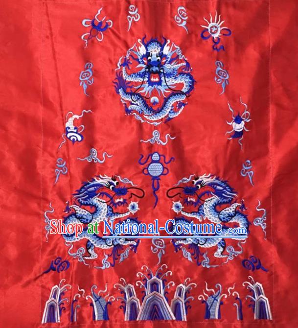 Chinese Traditional National Embroidered Dragons Red Dress Patch Embroidery Cloth Accessories