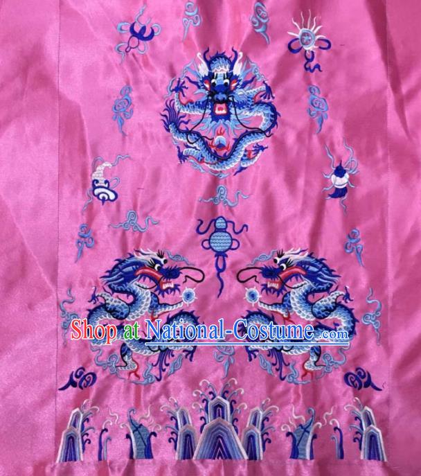 Chinese Traditional National Embroidered Dragons Pink Dress Patch Embroidery Cloth Accessories