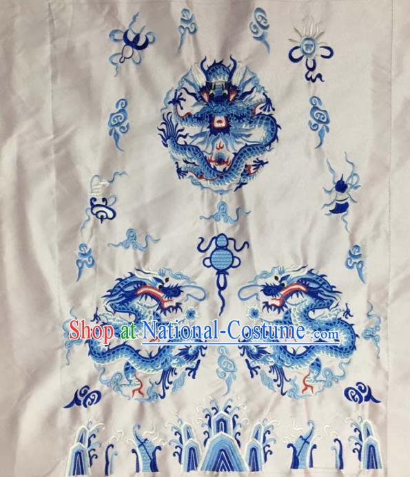 Chinese Traditional National Embroidered Dragons White Dress Patch Embroidery Cloth Accessories