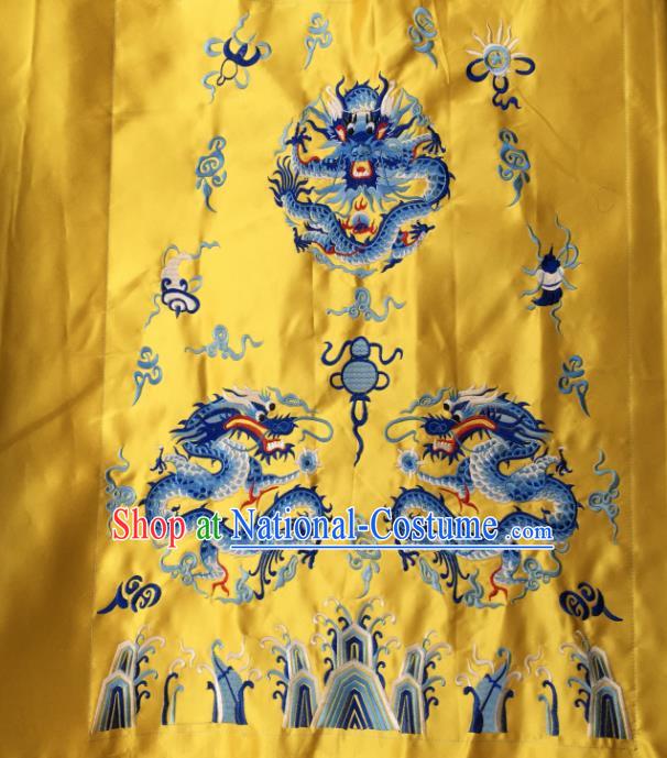 Chinese Traditional National Embroidered Dragons Golden Dress Patch Embroidery Cloth Accessories