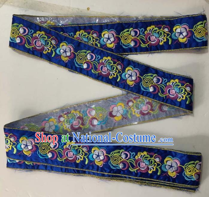 Chinese Traditional National Embroidered Flowers Royalblue Applique Dress Patch Embroidery Cloth Accessories