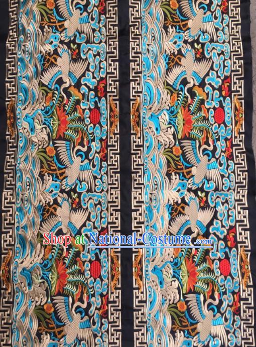 Chinese Traditional National Embroidered Cranes Black Applique Dress Patch Embroidery Cloth Accessories