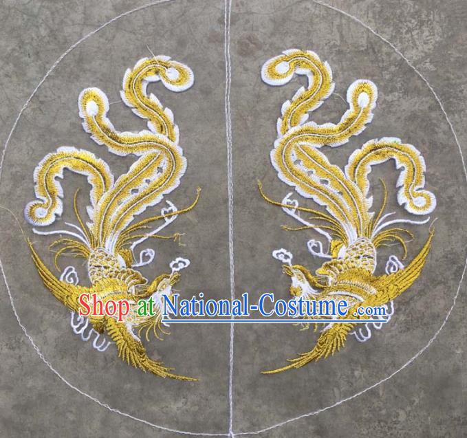 Chinese Traditional National Embroidered Double Phoenix Applique Dress Patch Embroidery Cloth Accessories