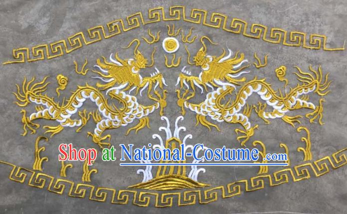 Chinese Traditional National Embroidered Yellow Dragons Applique Dress Patch Embroidery Cloth Accessories