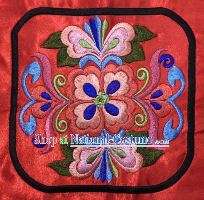 Chinese Traditional National Embroidered Red Applique Dress Patch Embroidery Cloth Accessories