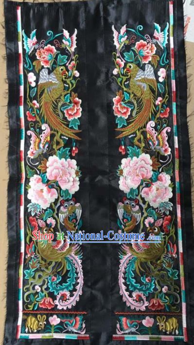 Chinese Traditional National Embroidered Phoenix Peony Applique Dress Patch Embroidery Cloth Accessories