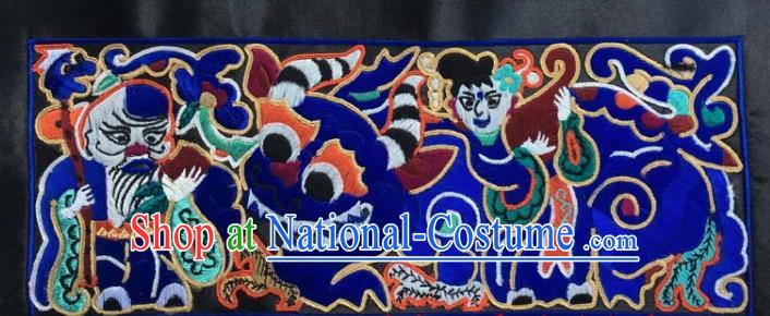 Chinese Traditional National Embroidered Royalblue Applique Dress Patch Embroidery Cloth Accessories