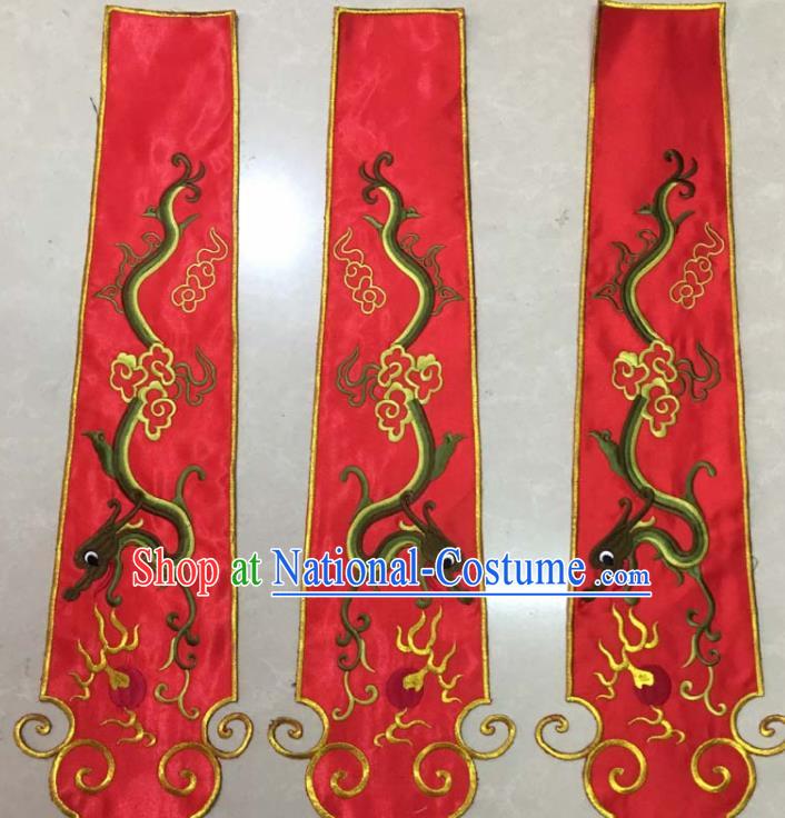 Chinese Traditional National Embroidered Cloud Dragon Red Applique Dress Patch Embroidery Cloth Accessories