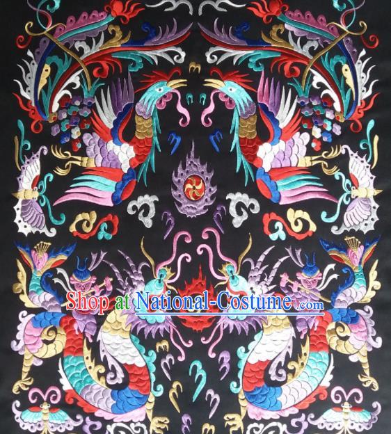 Chinese Traditional National Embroidered Dragon Phoenix Applique Dress Patch Embroidery Cloth Accessories