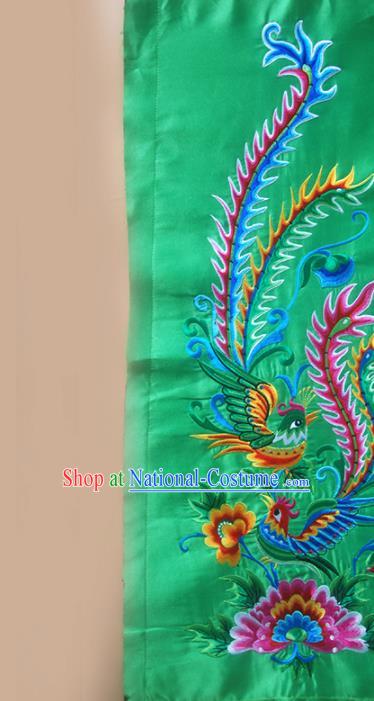 Chinese Traditional Embroidered Phoenix Peony Green Applique National Dress Patch Embroidery Cloth Accessories