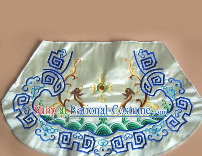 Chinese Traditional Embroidered Double Dragons Yellow Applique National Dress Patch Embroidery Cloth Accessories