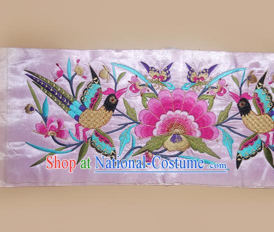 Chinese Traditional Embroidered Phoenix Peony Pink Applique National Dress Patch Embroidery Cloth Accessories