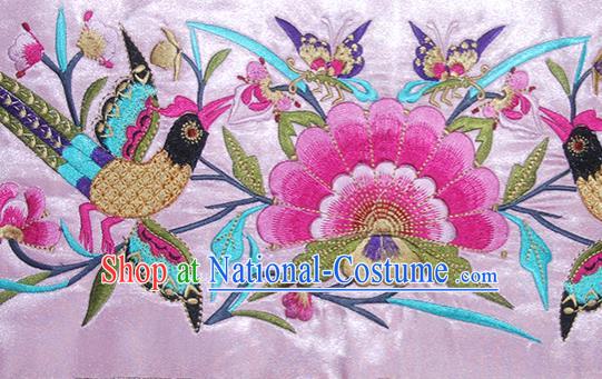 Chinese Traditional Embroidered Phoenix Peony Pink Applique National Dress Patch Embroidery Cloth Accessories