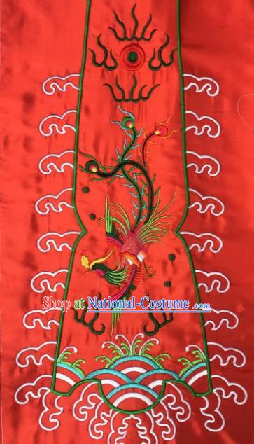 Chinese Traditional Embroidered Phoenix Red Applique National Dress Patch Embroidery Cloth Accessories