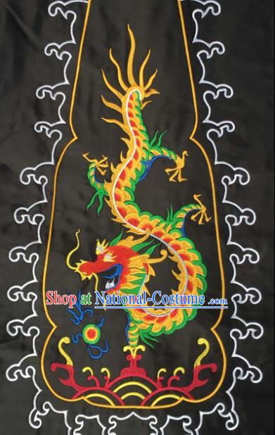 Chinese Traditional Embroidered Dragon Black Applique National Dress Patch Embroidery Cloth Accessories