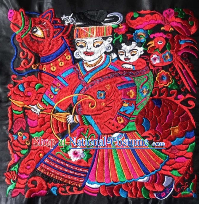 Chinese Traditional Embroidered Red Applique National Dress Patch Embroidery Cloth Accessories