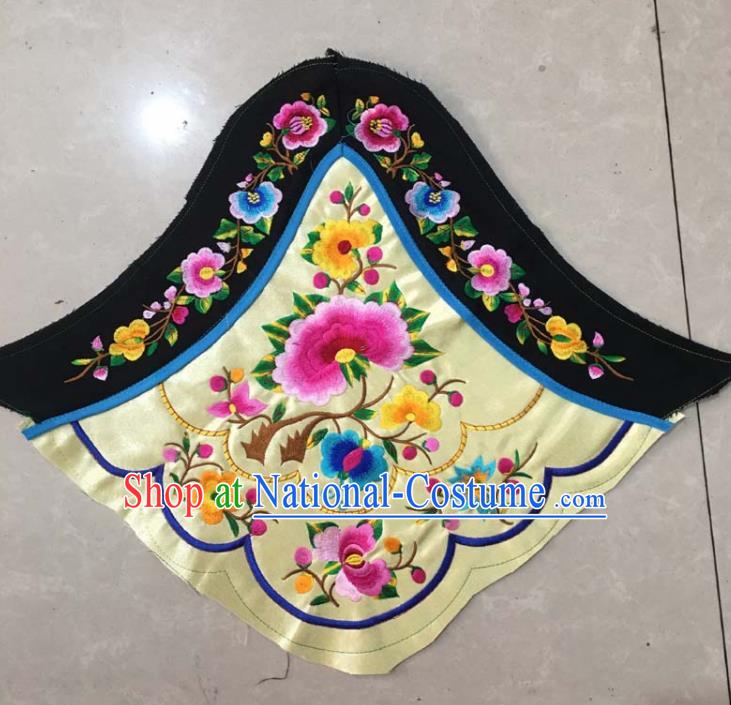 Chinese Traditional Embroidered Peony Yellow Stomachers Applique National Dress Patch Embroidery Cloth Accessories